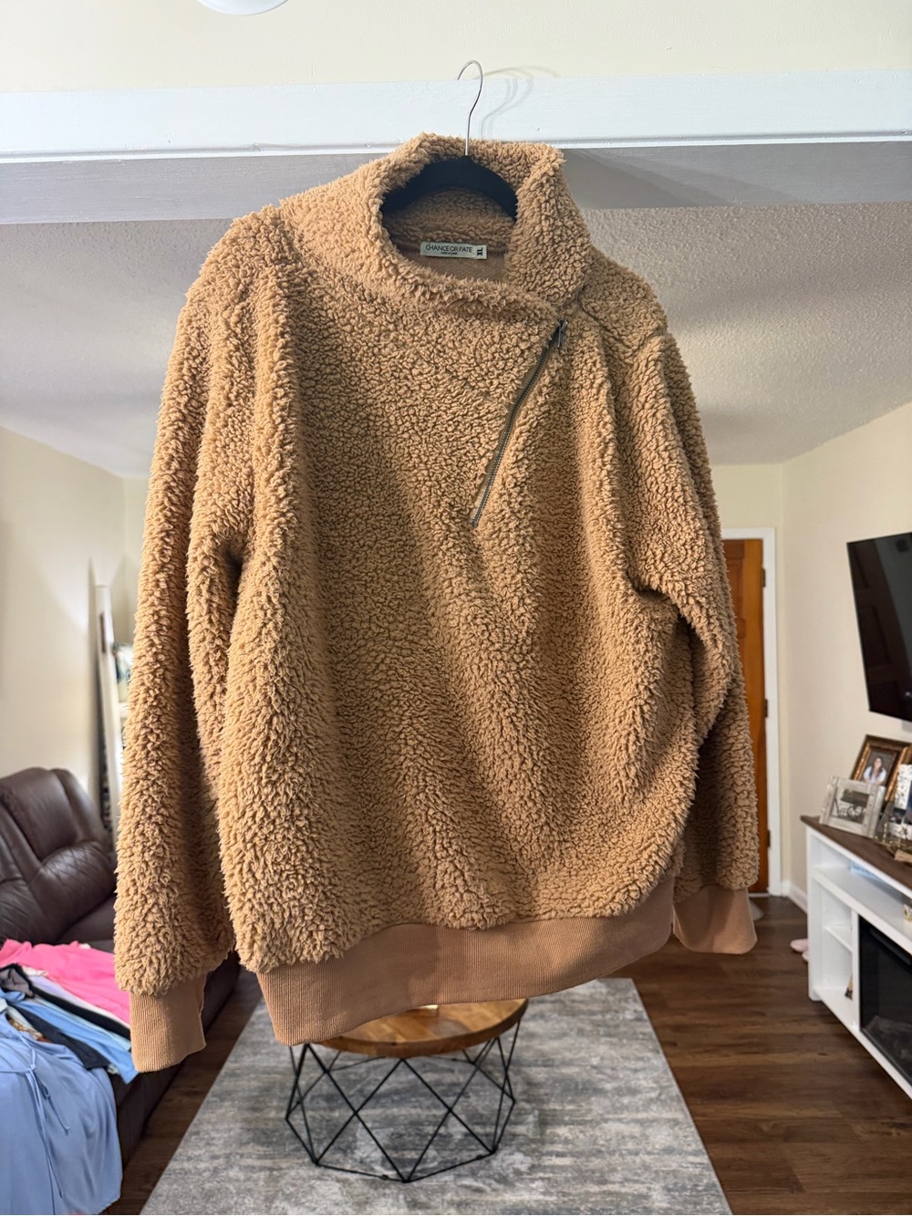Chance or Fate Camel Sherpa Zip-Up Pullover